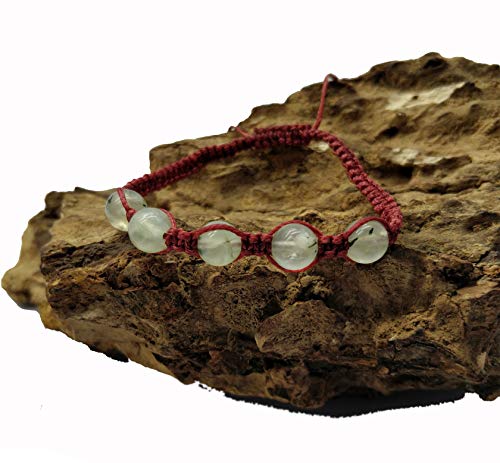 LOVEKUSH BR191 - Pulsera de gemas (50% de descuento en rutilo dorado natural, talla 8 mm, longitud lisa, longitud ajustable, longitud ajustable, código de pulsera: BR191