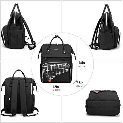 LOVEVOOK Mochila para ordenador portátil de 15,6 pulgadas, mochila escolar impermeable con compartimento para portátil para viajes, trabajo, color negro