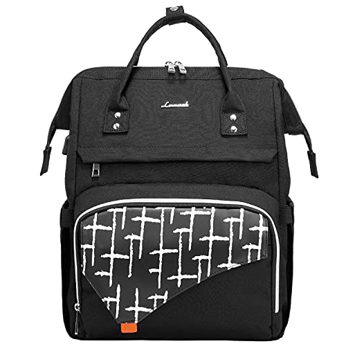 LOVEVOOK Mochila para ordenador portátil de 15,6 pulgadas, mochila escolar impermeable con compartimento para portátil para viajes, trabajo, color negro