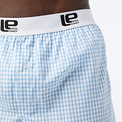 Lower East Calzoncillos bóxer estilo americano con cintura elástica, Hombres, Azul claro / Gris (paquete de 6), M