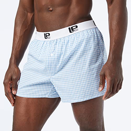 Lower East Calzoncillos bóxer estilo americano con cintura elástica, Hombres, Azul claro / Gris (paquete de 6), M