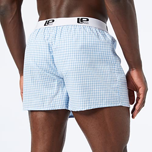 Lower East Calzoncillos bóxer estilo americano con cintura elástica, Hombres, Azul claro / Gris (paquete de 6), M