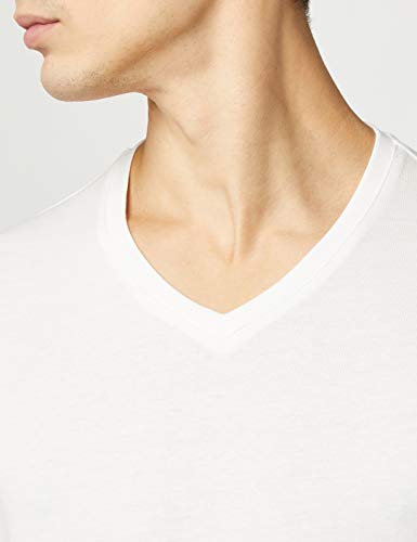 Lower East Camiseta con escote en pico, Hombres, Blanco (paquete de 5), L