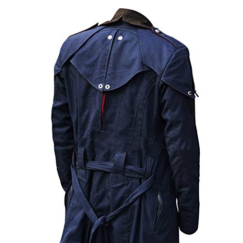 LP-FACON AC Unity Victor Arno Disfraz con capucha Dorian Trench Azul Denim Cosplay Capa Abrigo, azul, 3XL