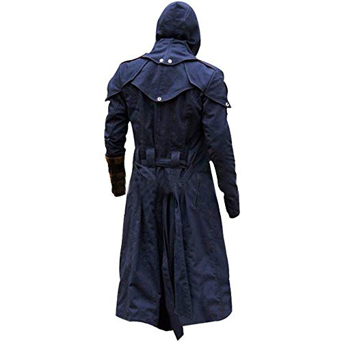 LP-FACON AC Unity Victor Arno Disfraz con capucha Dorian Trench Azul Denim Cosplay Capa Abrigo, azul, 3XL