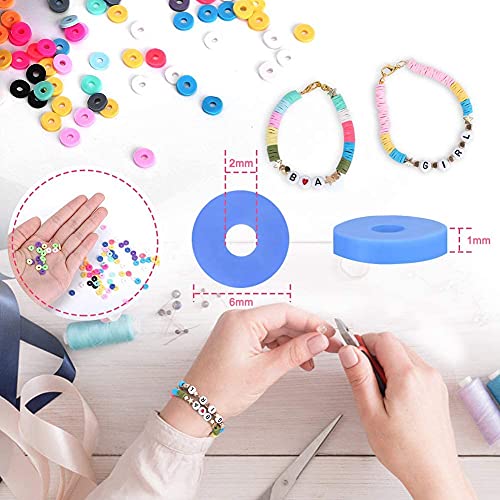 Lrikas Espaciadores de Arcilla, Cuentas Coloridas Abalorios, Cuentas Planas para Bisutería Collar Pendientes Pulseras para Niños y Adultas 6 mm (20 Colors)