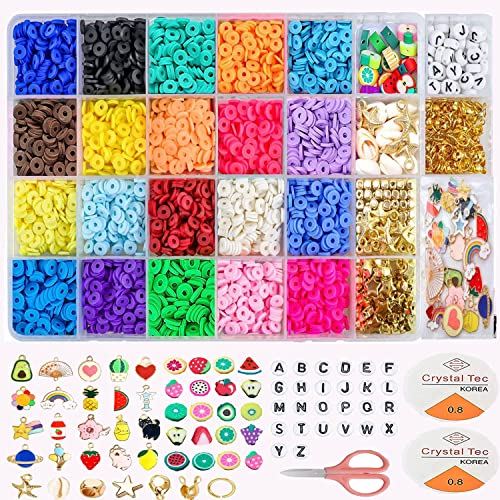 Lrikas Espaciadores de Arcilla, Cuentas Coloridas Abalorios, Cuentas Planas para Bisutería Collar Pendientes Pulseras para Niños y Adultas 6 mm (20 Colors)