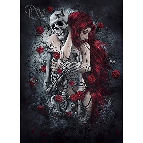 LTpintu Calavera Chica Horror Halloween Adultos Puzzle Niños Madera Ocio Toys Clásico Jigsaw Puzzle 1500 Piezas Juego Regalo
