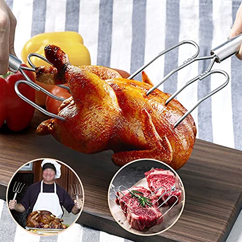 Ltsbaed Tenedores para Carne Tenedor Barbacoa de Acero Inoxidable con Manija Tenedor Asado Asado Tenedores para Barbacoa Multifuncional para el Hogar Carne o Verduras Aire Libre Barbacoa 2 Piezas