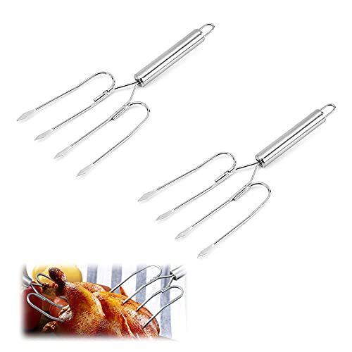Ltsbaed Tenedores para Carne Tenedor Barbacoa de Acero Inoxidable con Manija Tenedor Asado Asado Tenedores para Barbacoa Multifuncional para el Hogar Carne o Verduras Aire Libre Barbacoa 2 Piezas