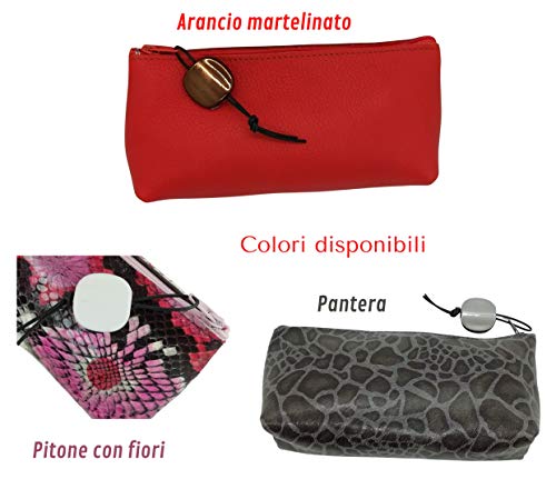 Lucy Shop Estuche para gafas artesanal de auténtica piel mod. Tenerife – Estuche de maquillaje de cuero – Bolso cosmético – Organizador bolso – Fabricado en Italia