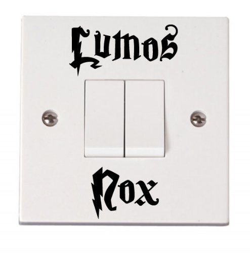 'Lumos Nox On & Off' funny light switch decal graphic sticker (BLACK) by Vinylworld
