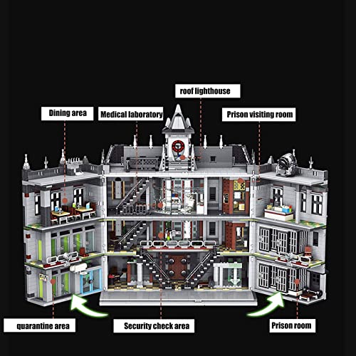 Lunatic Asylum Modular House Building, 7620 + PCS Kits De Modelo De Arquitectura De Hospital De Asilo De Cuatro Piezas, Juego De Construcción De Manicomio Compatible con Lego