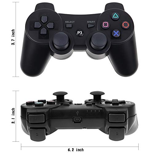 Lunriwis mando Inalámbrico ps3, Rechargable Wireless Bluetooth Gamepad Doble Vibración Six-Axis Mando a Distancia Joystick Remote Joystick Controller Gamepad para Sony PS3 Playstation 3