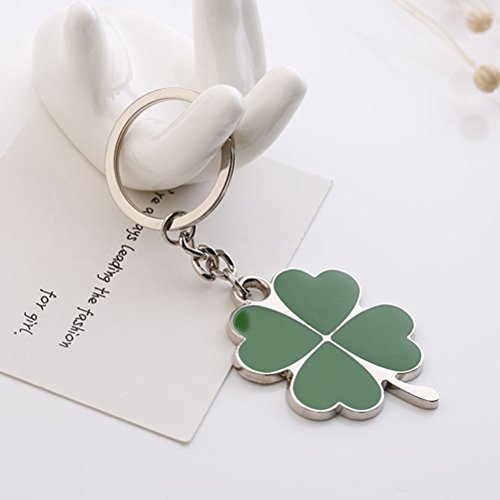 LUOEM Llavero de regalo con diseño de trébol de cuatro hojas de la suerte, llavero de la fortuna de trébol de trébol brillante