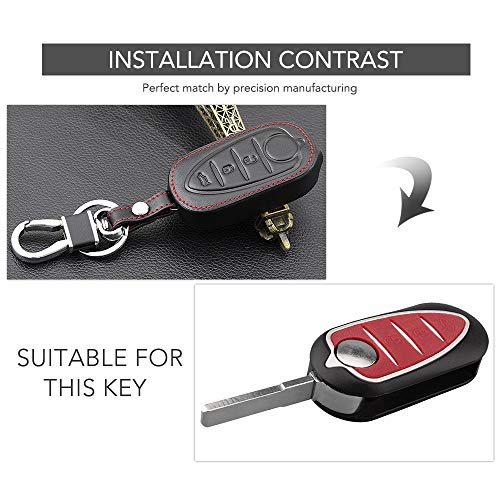 LUOERPI Car Key Case Holder Cover Protector Keybag Keychain Shell Fob Set con Llavero, para Alfa-Romeo Mito Giulietta 159 GTA