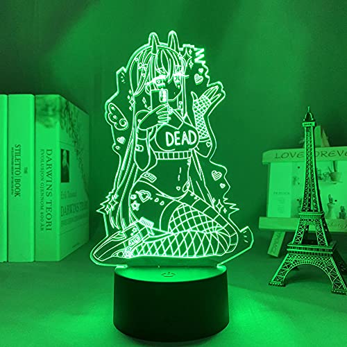 Luz nocturna LED 3D Anime Zero Two 02 3D para niños dormitorio decoración DARLING In The FRANXX LED luz nocturna Navidad cumpleaños regalo manga lámpara de mesa 7 colores tocando