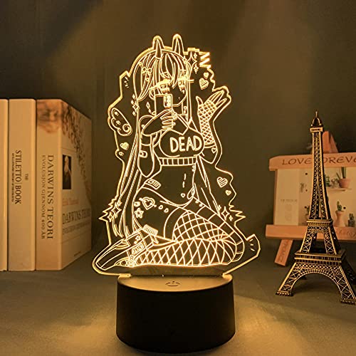 Luz nocturna LED 3D Anime Zero Two 02 3D para niños dormitorio decoración DARLING In The FRANXX LED luz nocturna Navidad cumpleaños regalo manga lámpara de mesa 7 colores tocando