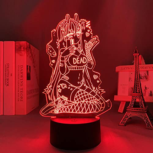 Luz nocturna LED 3D Anime Zero Two 02 3D para niños dormitorio decoración DARLING In The FRANXX LED luz nocturna Navidad cumpleaños regalo manga lámpara de mesa 7 colores tocando