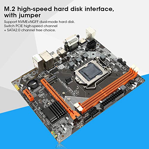 M-ATX M.2 LGA 1155 Placa Base para Computadoras de Escritorio, Salida Dual VGA HDMI DVI Motherbord PCI-EX1 USB2.0 SATA2.0 Disco Duro M.2 Red RJ45 Plcaca Madre con Ranuras Tarjeta Red para In-Tel h61