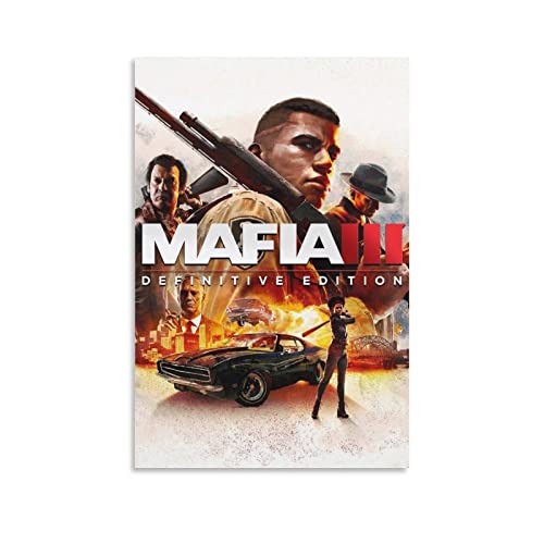 Mafia 3 Edición definitiva - Póster de juego de portada de juego de lienzo y arte de pared con impresión moderna para decoración de dormitorio familiar de 20 x 30 pulgadas (50 x 75 cm)