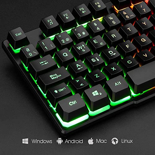 Mafiti RK101 Combo Ratón y Teclado USB ,Retroiluminación Rainbow LED y sensación de teclado mecánico , ideal para jugar y trabajar.