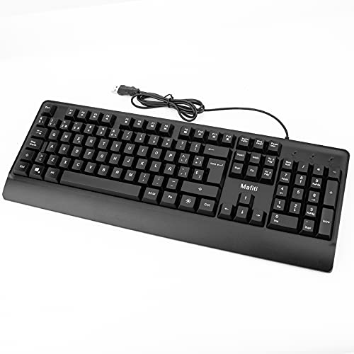 Mafiti RK201 Teclado con Cable, USB Teclado Retroiluminado, Laptop Teclado Español, Teclado de PC USB, Teclado de Tamaño Completo 12 Botones Multimedia, para Windows XP/7/8/10/Vista