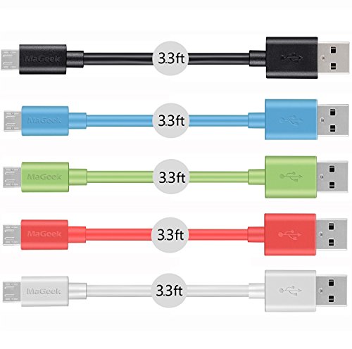 MaGeek® [Pack de 5] 1.0m Cables Micro USB Sincroniza y Carga para Samsung, HTC, Sony, Motorola, LG, Google, Nokia etc.(5 Colores)