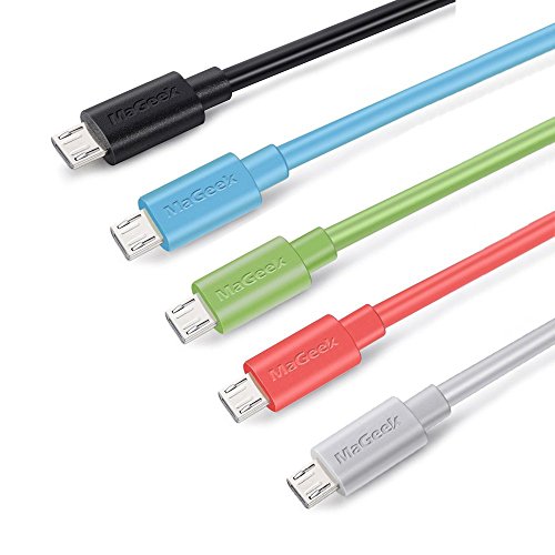 MaGeek® [Pack de 5] 1.0m Cables Micro USB Sincroniza y Carga para Samsung, HTC, Sony, Motorola, LG, Google, Nokia etc.(5 Colores)