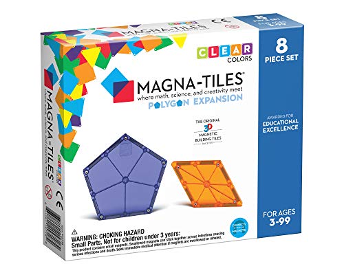 Magna-Tiles Polygons Expansion Set, The Original Magnetic Building Tiles for Creative Open-Ended Play, Educational Toys for Children Ages 3 Years + (8 Pieces)