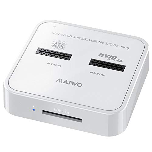 MAIWO K3016SD Disco Duro Externa Docking Station,Base de Disco Duro de Doble bahía M.2 SATA / NVME, Lector de Tarjetas de Memoria Caja de Disco Duro Externo.