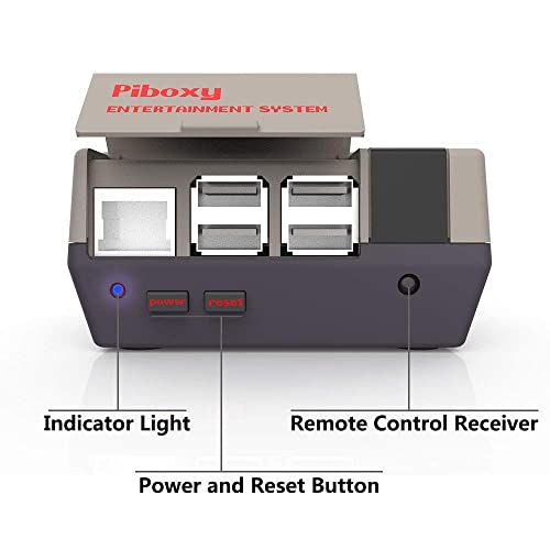 MakerFun Piboxy NES Case con Ventilador y botón de reinicio y Apagado Seguro y Mando a Distancia IR para Raspberry Pi2B/3B/3B+ (Piboxy con Controller)