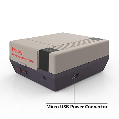 MakerFun Piboxy NES Case con Ventilador y botón de reinicio y Apagado Seguro y Mando a Distancia IR para Raspberry Pi2B/3B/3B+ (Piboxy con Controller)