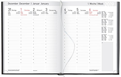 Manager-Timer Balaton schwarz 2019: Buchkalender - pro Woche zwei Seiten