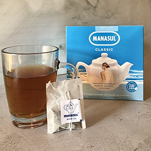 MANASUL Classic - Infusión Laxante a base de Sen, Melisa, Menta, Regaliz y Anis Verde, 100% Natural sin Conservantes ni Añadidos. Caja de 100 Bolsitas.