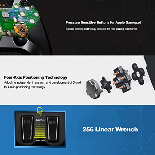 Mando de juegos móvil inalámbrico para iOS, Megadream Gampad, soporte para iPhone Xs, XR X, 8 Plus, 8, 7 Plus, 7 6S 6 5S 5, iPad, iPad Pro Air Mini, Apple TV – Juego directo [certificado MFi]