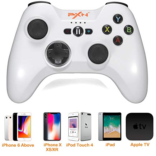 Mando de juegos móvil inalámbrico para iOS, Megadream Gampad, soporte para iPhone Xs, XR X, 8 Plus, 8, 7 Plus, 7 6S 6 5S 5, iPad, iPad Pro Air Mini, Apple TV – Juego directo [certificado MFi]