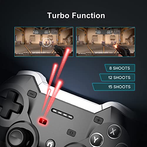 Mando inalámbrico para Nintendo Switch, ISENPENK Bluetooth Switch Pro Controller con NFC Wake-Up Turbo Dual Shock 6-Axis Gyro Remote Control Gamepad Joypad para Niños Adulto - Negro