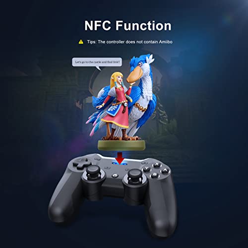 Mando inalámbrico para Nintendo Switch, ISENPENK Bluetooth Switch Pro Controller con NFC Wake-Up Turbo Dual Shock 6-Axis Gyro Remote Control Gamepad Joypad para Niños Adulto - Negro