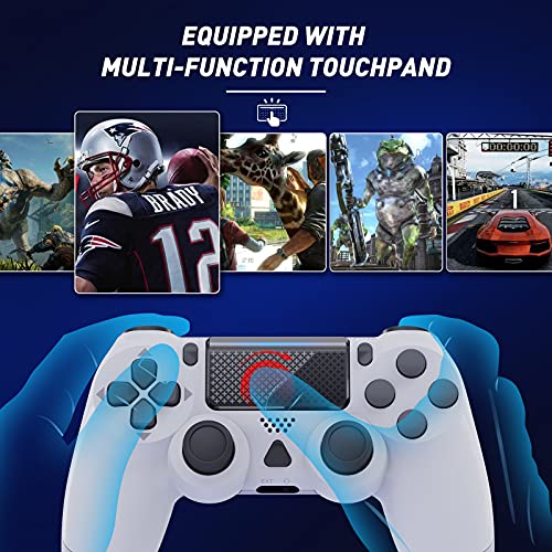 Mando inalámbrico para PS4 Gamepad con doble vibración, controlador de juego con pantalla táctil, compatible con PS 4/Pro/Slim/PC, batería recargable, color blanco