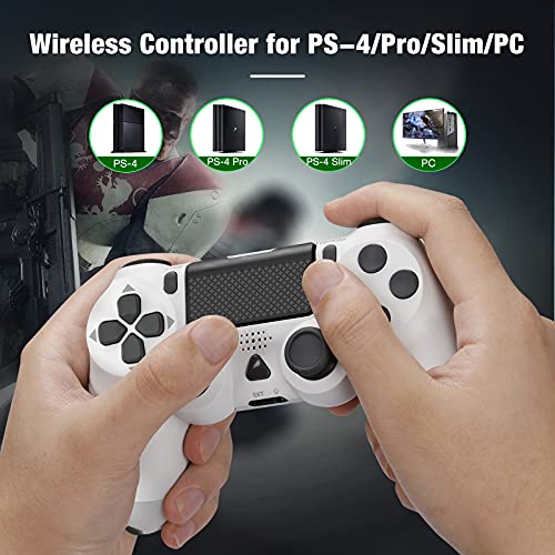 Mando inalámbrico para PS4 Gamepad con doble vibración, controlador de juego con pantalla táctil, compatible con PS 4/Pro/Slim/PC, batería recargable, color blanco