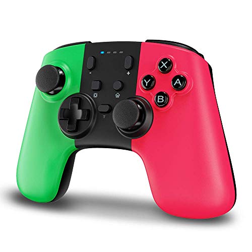 Mando para Nintendo Switch,STOGA Wireless Switch Pro Controller con batería recargable, Mando para Switch con Shock y Turbo Compatible con Nintendo Switch (rosa y verde)