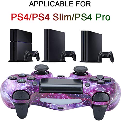 Mando para PS4, Bluetooth Mando Inalámbrico para PS4/Pro/Slim Panel Táctil Gamepad con Doble Turbo Vibración y Función Audio Pantalla LED Controlador inalámbrico para PlayStion 4 ,Purple starry sky