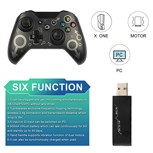 Mando para Xbox One 2.4G Bluetooth Mando Inalámbrico Compatible con Xbox One/Xbox Series X/PS3/PC Joystick Inalámbrico Diseño Ergonomico