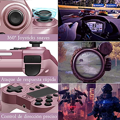 Mando Ps4 Inalámbrico,[Regalos Navidad-Oro Rosa]Ps4 Controller con Vibración Doble 6-Ejes,Gamepad Wireless Bluetooth Controlador Joystick PS4 con Touchpad,Mando Inalámbrico para Ps4