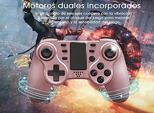 Mando Ps4 Inalámbrico,[Regalos Navidad-Oro Rosa]Ps4 Controller con Vibración Doble 6-Ejes,Gamepad Wireless Bluetooth Controlador Joystick PS4 con Touchpad,Mando Inalámbrico para Ps4