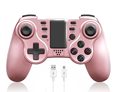 Mando Ps4 Inalámbrico,[Regalos Navidad-Oro Rosa]Ps4 Controller con Vibración Doble 6-Ejes,Gamepad Wireless Bluetooth Controlador Joystick PS4 con Touchpad,Mando Inalámbrico para Ps4
