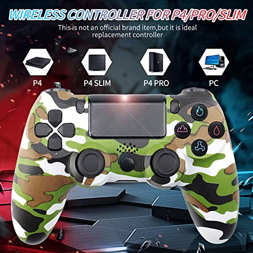 Mando PS4 vibración Dual Mando Game para Playstation 4/PS4 Slim/PS4 Pro con Conector de Audio/Panel táctil/Control de Movimiento de Seis Ejes (Color : Army Green)