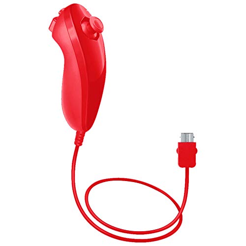 Mando Remote + Motion Plus + Nunchuck + Funda + Correa para Nintendo Wii - Wii U - Wii Mini, Color Rojo