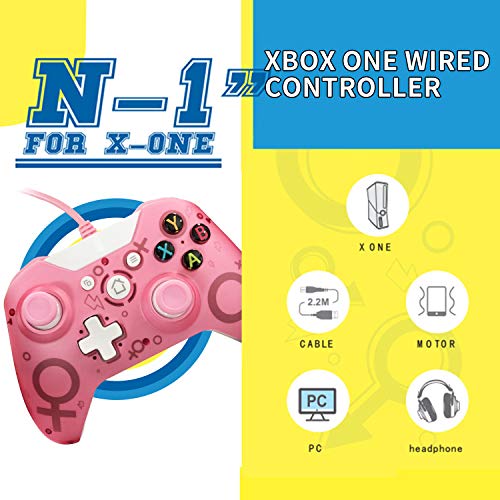 Mando Xbox One con Cable, Wired USB Joystick PC Gamepad para Microsoft & Windows Vista/XP/7/8/10, Controlador Xbox One S, Xbox One X/Xbox Series x Controller (Pink)